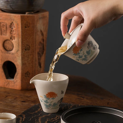150ml Gaiwan Tea Ceramic Tureen Chinese Flower Bird Pattern Cup Tea Bowl Tea Set