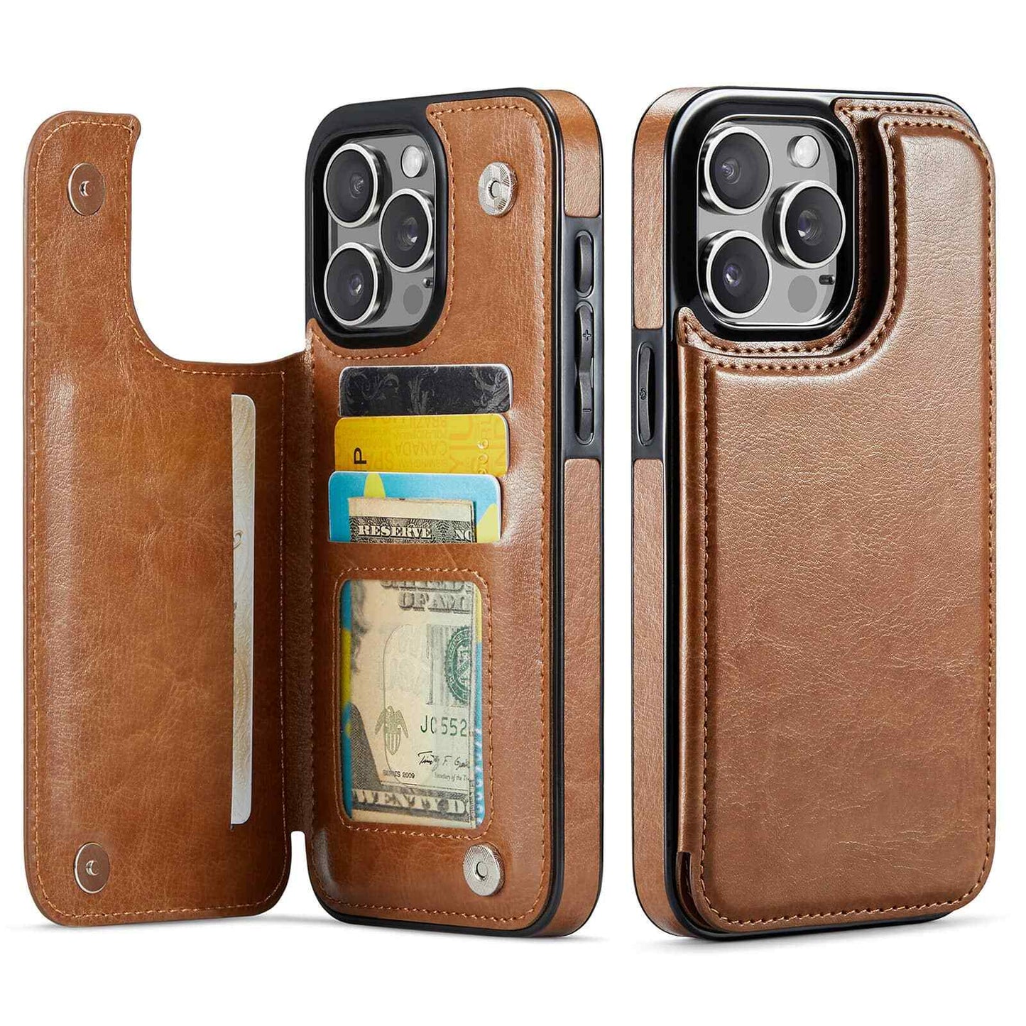 Magnetic Wallet Case for iPhone 16 15 14 13 12 Pro Max SE 2022 8 7 Card Slots