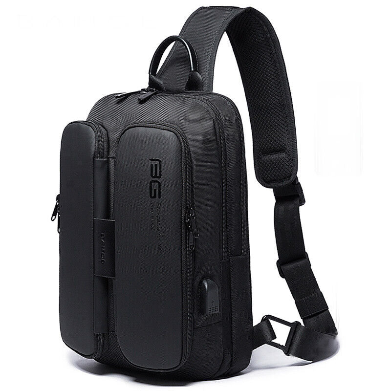 USB Charging Port Water Resistant Nylon Sling bag Chest Pack Backpack Business