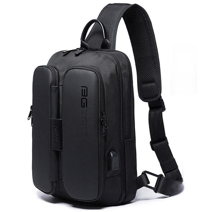 USB Charging Port Water Resistant Nylon Sling bag Chest Pack Backpack Business