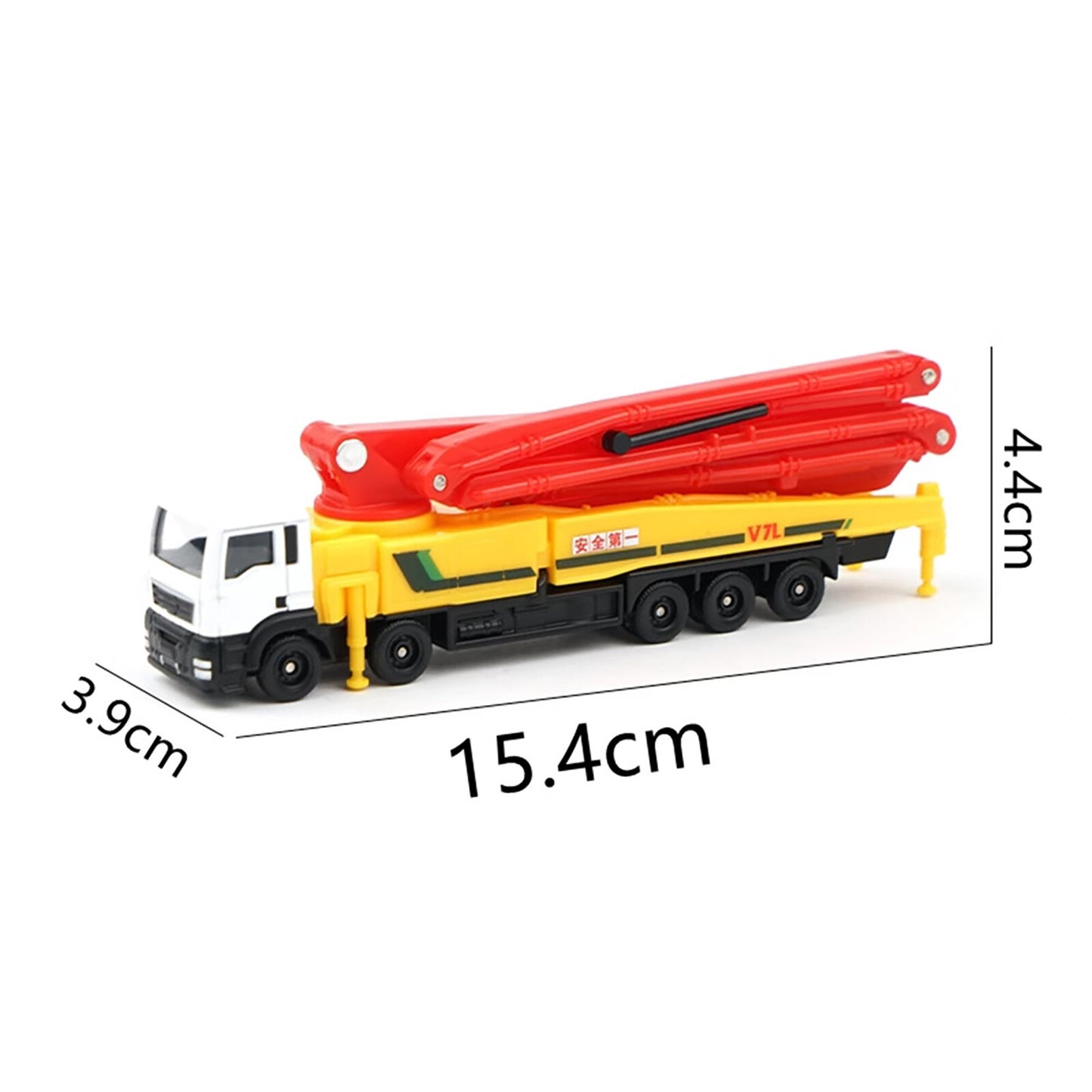1/100 Scale Concrete Pump Truck Diecast Model Engineering Vehicle Car Toy Decor