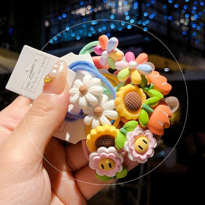 Hair Bands 10/20 Pcs/Bag Shiny Flowers Baby Scrunchies Rubber Kids Accessories