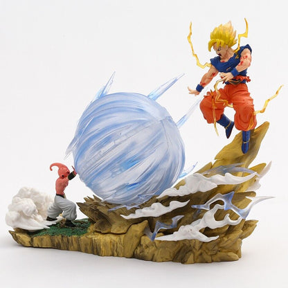 Dragon Ball Z Son Goku VS Majin Buu PVC Action Figure Model Toy Statue Light