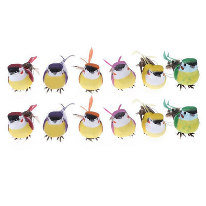 12Pcs Cute Simulation feather foam Bird Mini DIY Artificial Bird Home Decoration