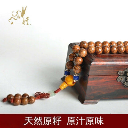 108 Buddhism Dragon Eyes Bodhi Nuts Beeswax Prayer Bead Mala Necklace Decoration