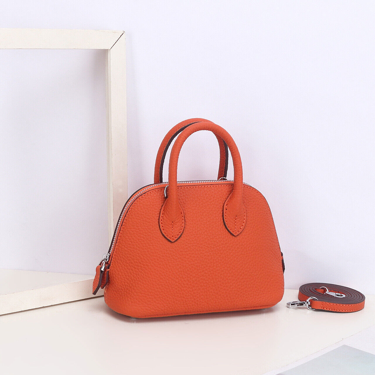 Women's Mini Bag Genuine Leather Shell-Shaped Handbag Luxury Bag Crossbody Purse