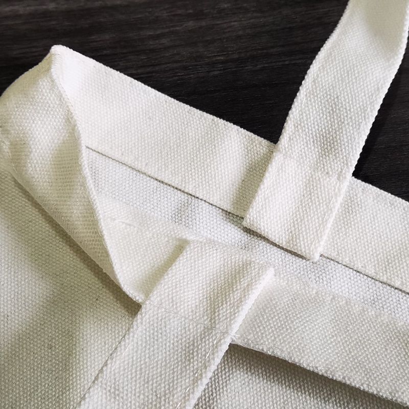 Canvas Tote Shoulder Bag Student Teacher Large Square Purse White / Black Pouch