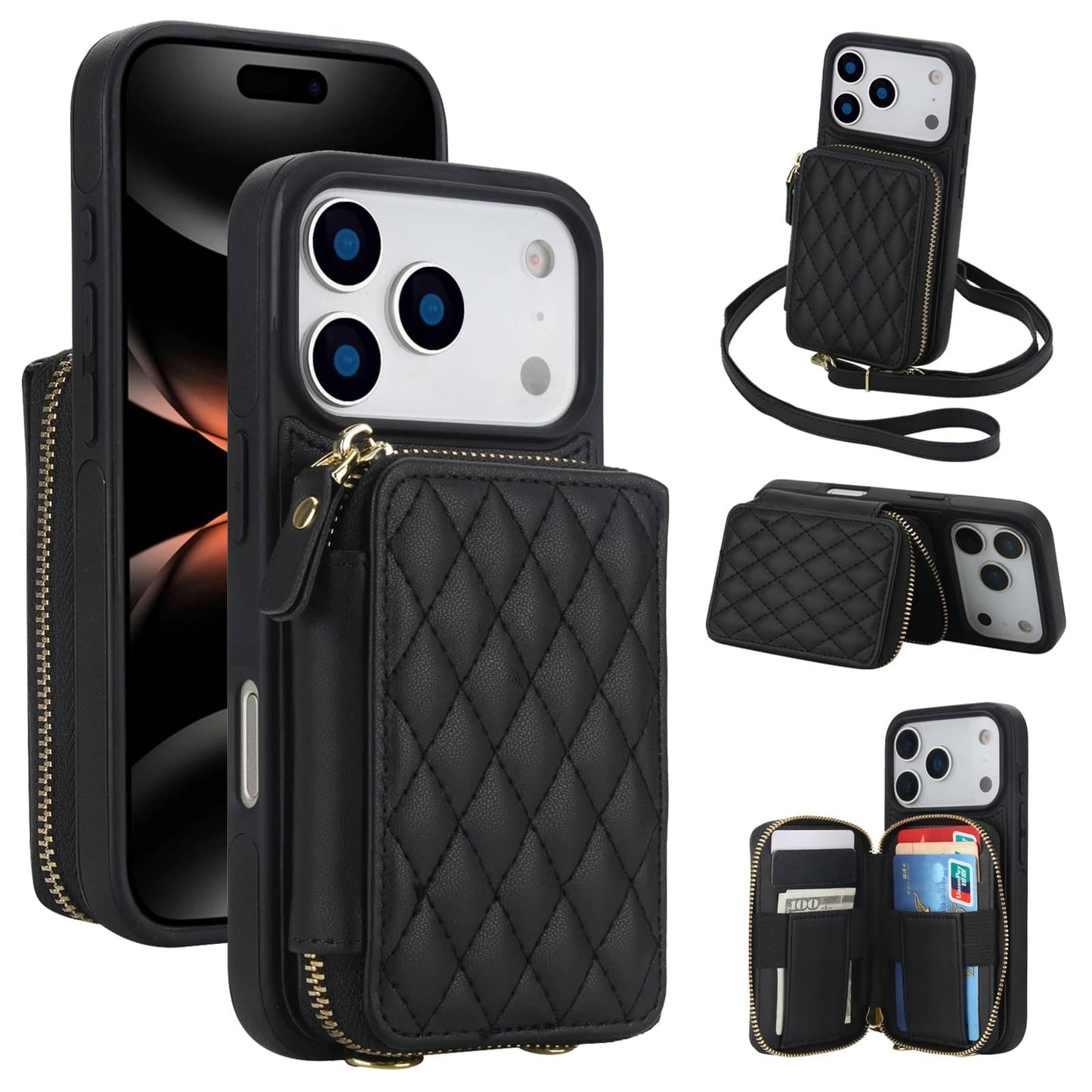 Crossbody Wallet Case for iPhone 17 Pro Max/Air/17 Pro/17 Zipper Handbag Purse
