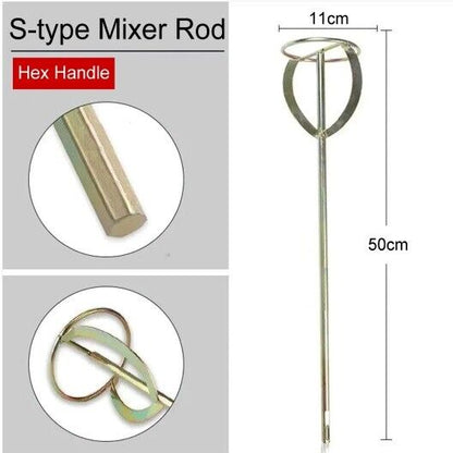 Paint Stirring Rod S-Type Mixer Drill Handheld Cement Plaster Mortar Mixing Tool