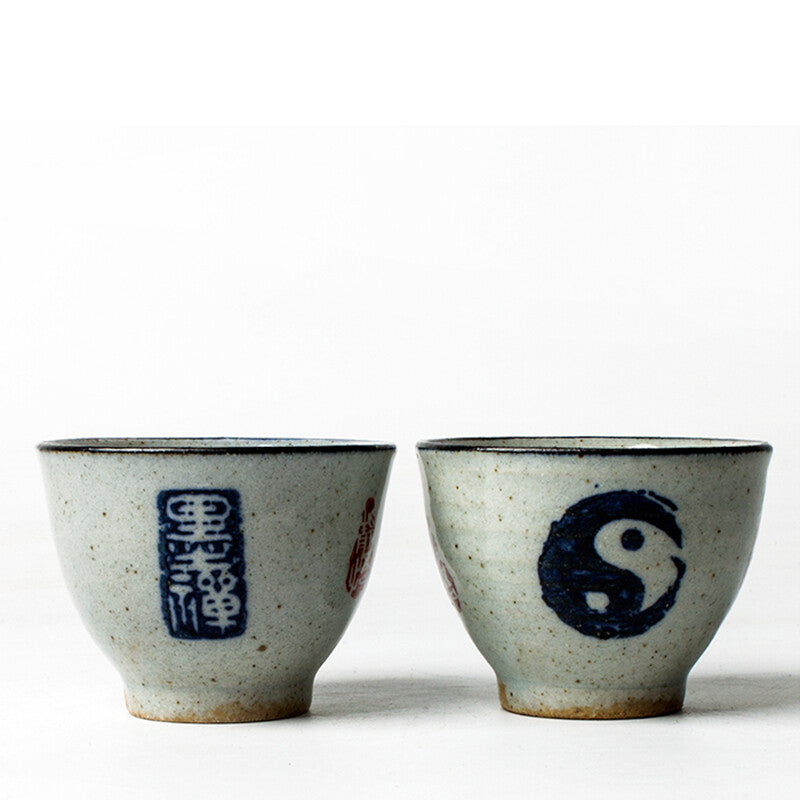 65ml Vintage Chinese Tai Chi Pottery Cups Beautiful Wine Tea Cup