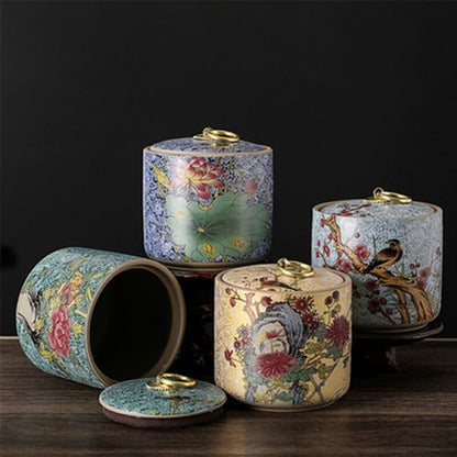 10cm Tea Tins Sealed Storage Tea Caddy Ceramic Container Puer Tea Jar Tea Set