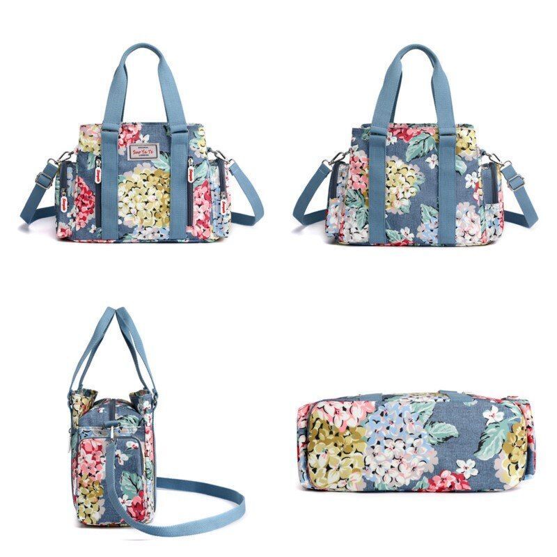 Nylon Flower Pattern Crossbody Bag Shoulder Purse Large Handbag Tote 25*11*20 CM