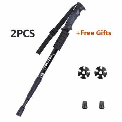 2Pcs Walking Sticks 4 Joints Telescopic Trekking Climbing Hiking Walking Rubber