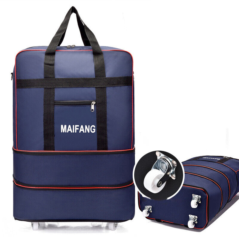 Large Capacity Foldable Luggage Trolley Bags Oxford Expendable Wheel Travel Bags