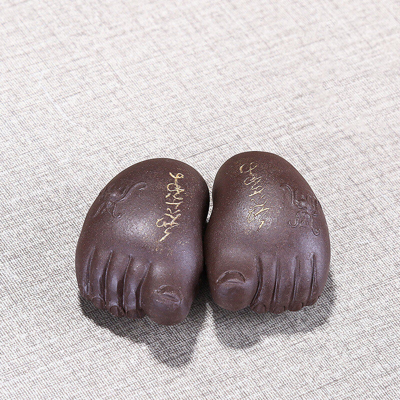 One Pair Feet Yixing Zisha Purple Clay Tea Pet Creative House Warming Gift New