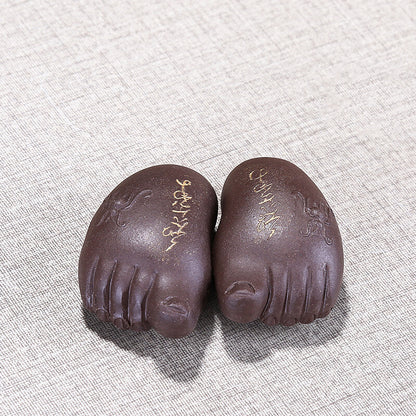 One Pair Feet Yixing Zisha Purple Clay Tea Pet Creative House Warming Gift New