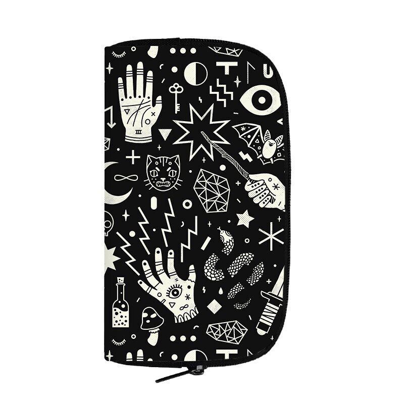 Cute Black Witch Wallet Money Bags Skull Gothic Purses Credit Card Phone Holder