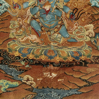 Embroidery Tibetan Buddhism Six Arm Mahakala Thangka hanging screen Worship Hall