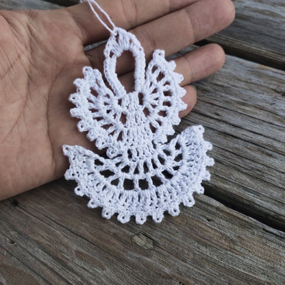 Home Garden Crochet Christmas Tree Baubles Ornaments 1Set Of 10 white snowflake