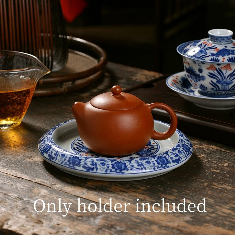 Jingdezhen Craft Porcelain Holder For Tea Pot / Gaiwan Ceramic Base Rack For Lid