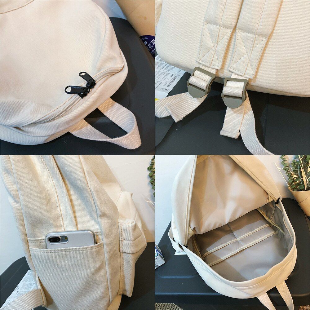 Student Cotton Canvas Backpack Vintage School Bag Fashion Luxury 30*13*40 CM 1PC