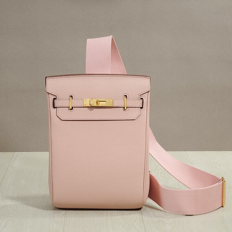 Small Real Leather Sling Chest Pack Shoulder Bag Crossbody Backpack Flap Purse