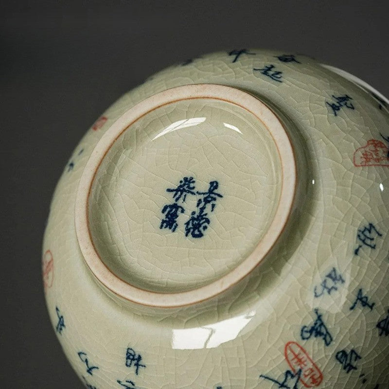 100ml Pottery Clay Blue and White Master's Cup Personal Cup Household Tea Set