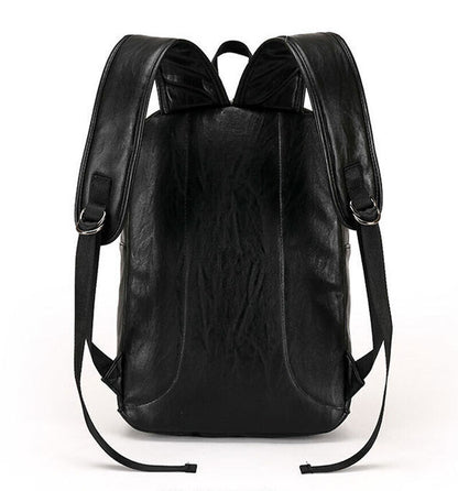New Fashion Men PU Leather School Backpack Waterproof Laptop Travel Bag