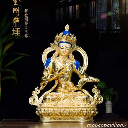 8.4" Gilding Buddha Statue Safety Vajrasana Vajra Bodhisattva Buddha Statue