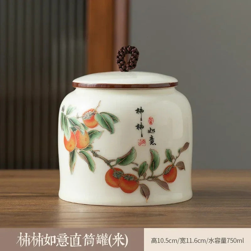 1pc Ceramic Tea Jar Candy Storage Tank Living Room Home Decorations Tea House