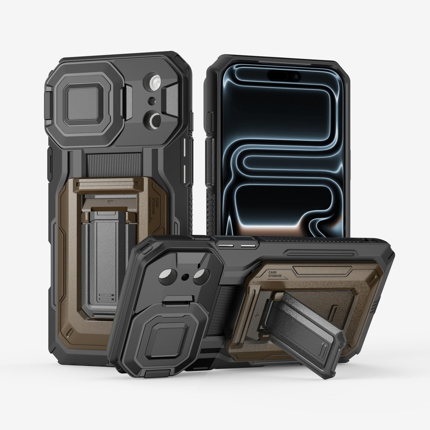 Rugged Mobile Phone Case with Card Slot F for iphone 17/16/15/14/13 Pro Max Plus