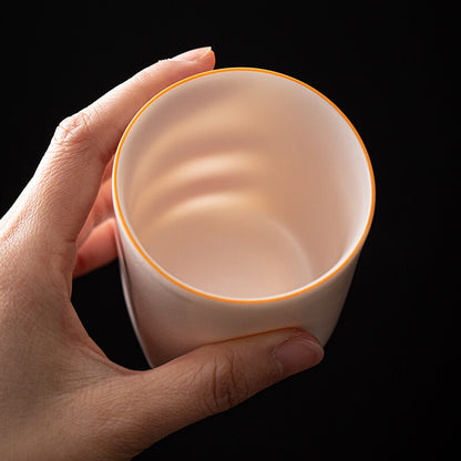 Ru Kiln Tea Cup Ceramic Kung Fu Tea Set Sheep Fat Jade White Ru Kiln Originality