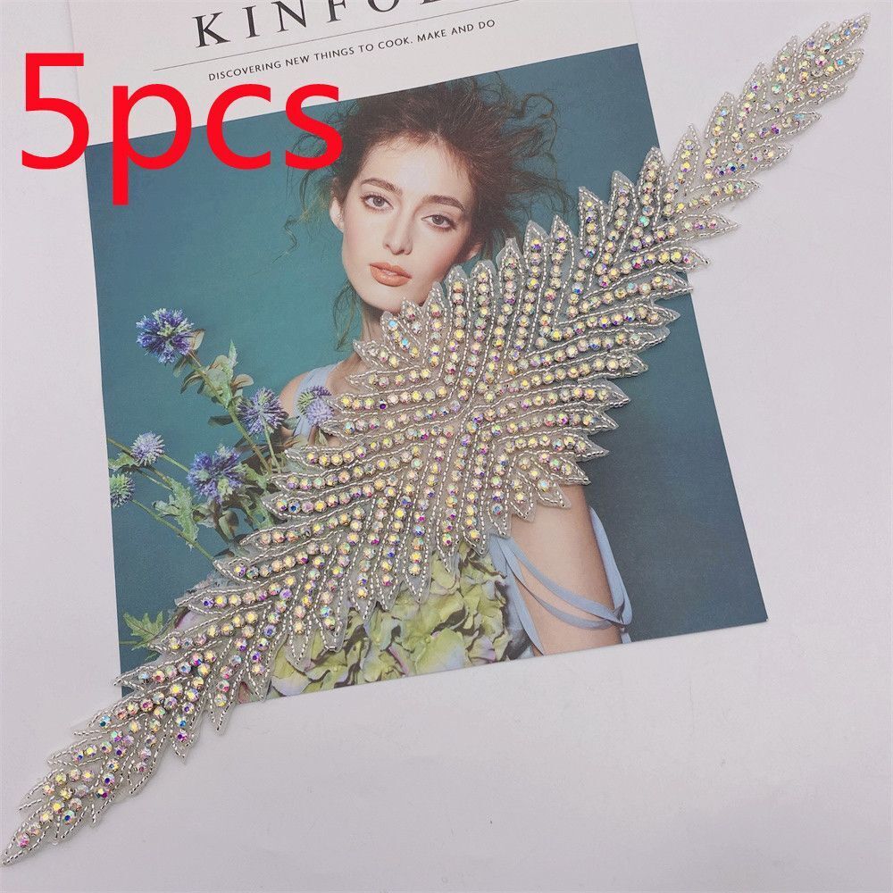 Rhinestone Patches 2-5Pcs Crystal Beaded Iron On Bridal Wedding Dress Decoration