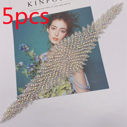 Rhinestone Patches 2-5Pcs Crystal Beaded Iron On Bridal Wedding Dress Decoration
