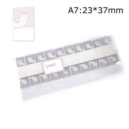 100pcs PVC Slot Hole Adhesive Hang Tags Hook Merchandise Box Bag Hangers Displa'