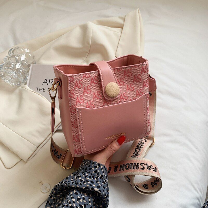 Small Bucket Shoulder Bag Synthetic Leather Messenger Bag Crossbody Bags Casual