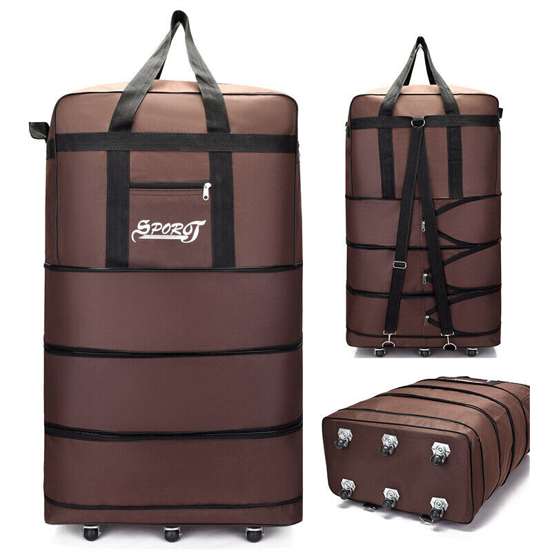 Large Capacity Foldable Luggage Trolley Bags Oxford Expendable Wheel Travel Bags