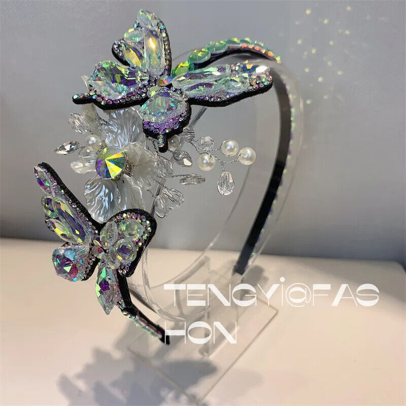 Women Headband Vintage Baroque Flower Big Diamond Luxury Fashion Party Hairbands