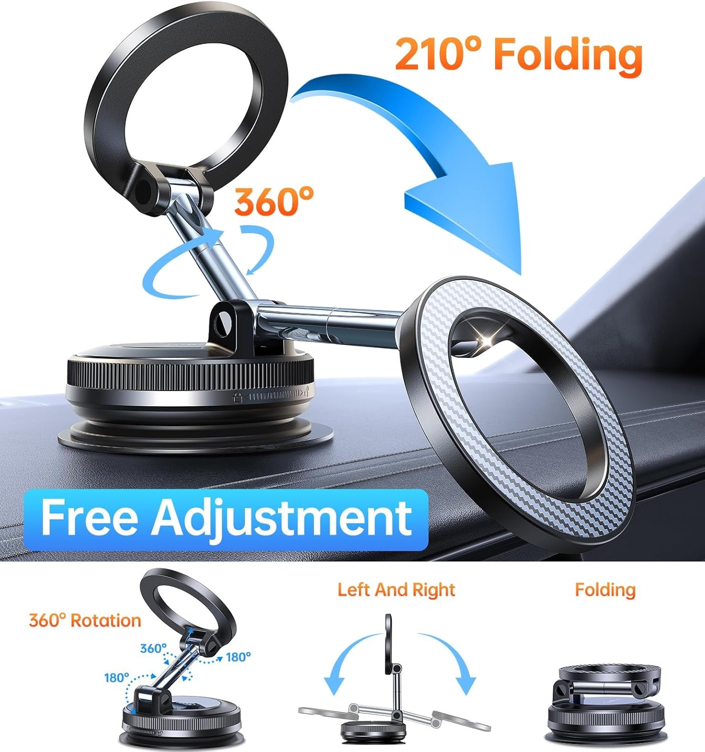 【Newest Vacuum Magnetic Phone Holder for Car Phone Holder Mount【Movable Vacuum S