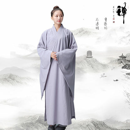 Cotton Shaolin Buddhist Monk Dress Meditation Long Robe Gown Kung Fu Uniform New