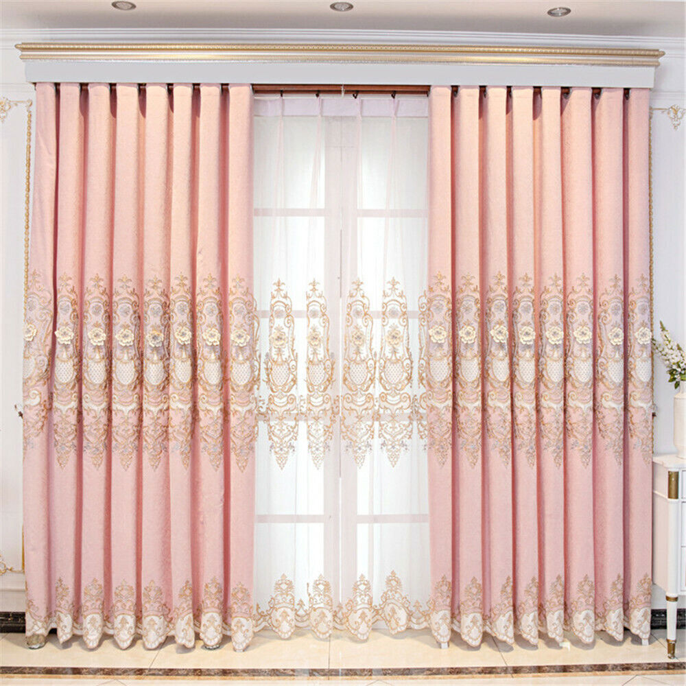 Luxury European 3D Floral Embroidery Blackout Curtain for Living Room 1 Panel
