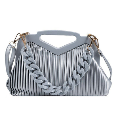 Triangle Handbag Pleated Shoulder Bag Clutch Purses Crossbody Bags 28*19*11 CM