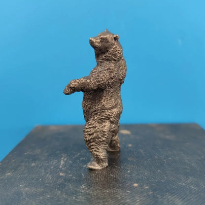 Old Brass China Big Black Bear Animal Model Statue Tea Pet Car Table Ornament