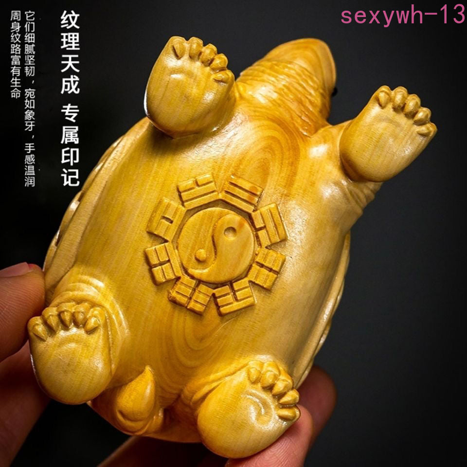 Cypress Wood Attract Wealth Money Dragon Turtle Wooden Handlebar Pieces Tea Pets
