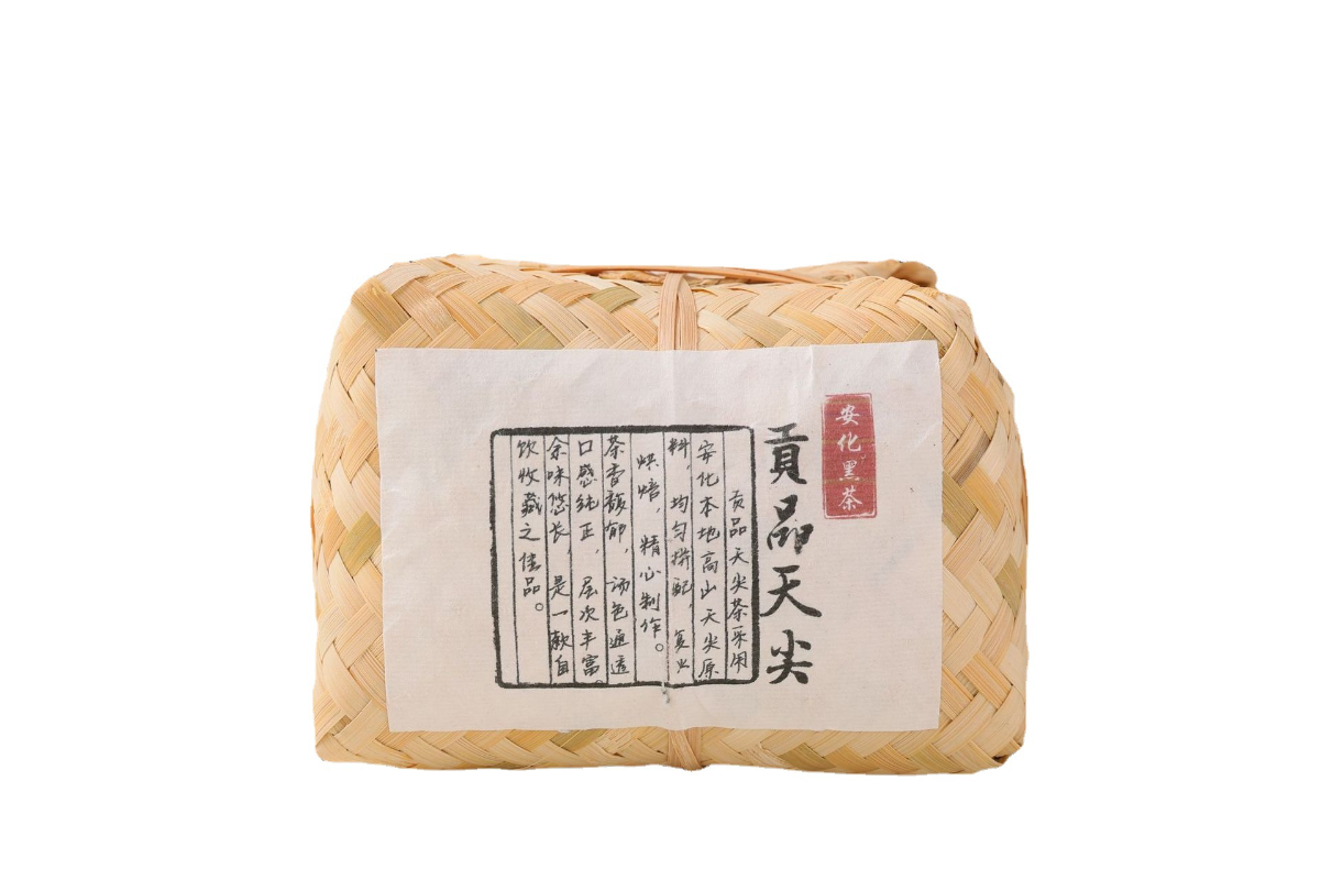 500g Hunan Anhua Black Tea Tianjian Tea Bamboo Basket Tribute Aged Black Tea