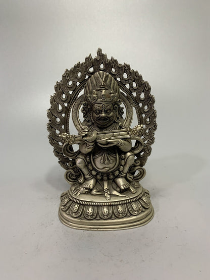 Exquisite Old Chinese Tibet Silver Handcarved Buddha King Kong Statue 618g