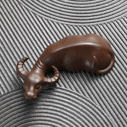3.7" Handmade Zisha Clay Pixiu Mascot Tea Pet Table Decoration Ornament