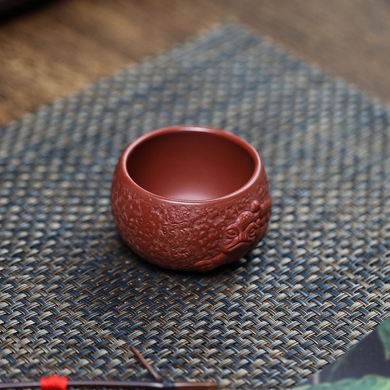 180ml Yixing Zisha Pottery Purple Clay Tea Cup Toad Carved Handmade Master Cup