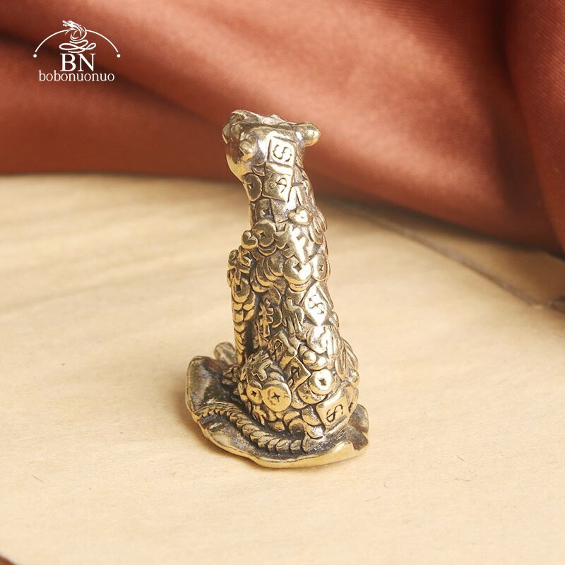 Currency Symbol Pattern Leopard Figurine Miniature Desktop Ornaments Brass Anima
