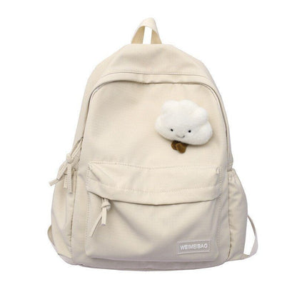 Waterproof Nylon School Backpack Large Solid Color Travel Bag College Schoolbag